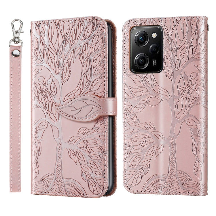 Life Tree Embossing Pattern Leather Phone Case, For Xiaomi Poco X5, For Xiaomi Poco X5 Pro