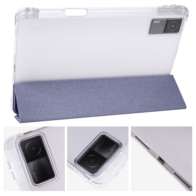 3-folding Transparent TPU Smart Leather Tablet Case with Pen slot, For Xiaomi Redmi Pad 10.61