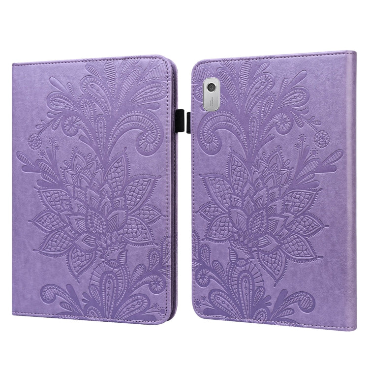 Lace Flower Embossing Pattern Leather Tablet Case, For Lenovo Tab M9