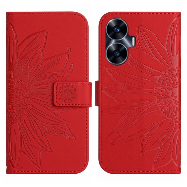 Skin Feel Sun Flower Embossed Flip Leather Phone Case with Lanyard, For Realme C55, For Xiaomi Redmi Note 12 4G Global, For Honor X9a 5G / Magic5 Lite, For Honor X5 4G