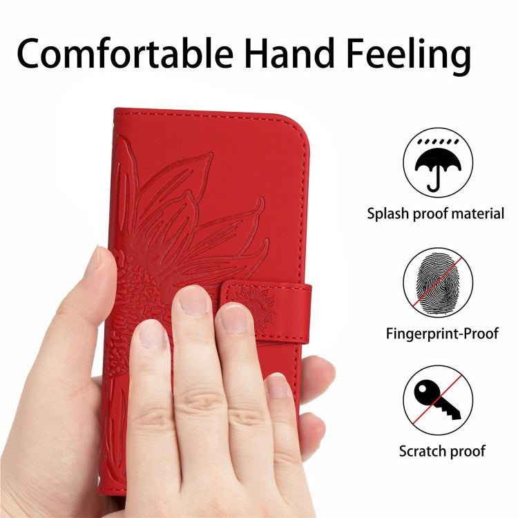 Skin Feel Sun Flower Embossed Flip Leather Phone Case with Lanyard, For Realme C55, For Xiaomi Redmi Note 12 4G Global, For Honor X9a 5G / Magic5 Lite, For Honor X5 4G