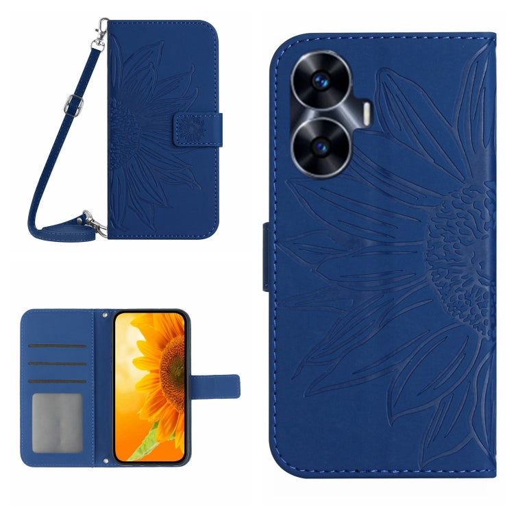 Skin Feel Sun Flower Embossed Flip Leather Phone Case with Lanyard, For Realme C55, For Xiaomi Redmi Note 12 4G Global, For Honor X9a 5G / Magic5 Lite, For Honor X5 4G