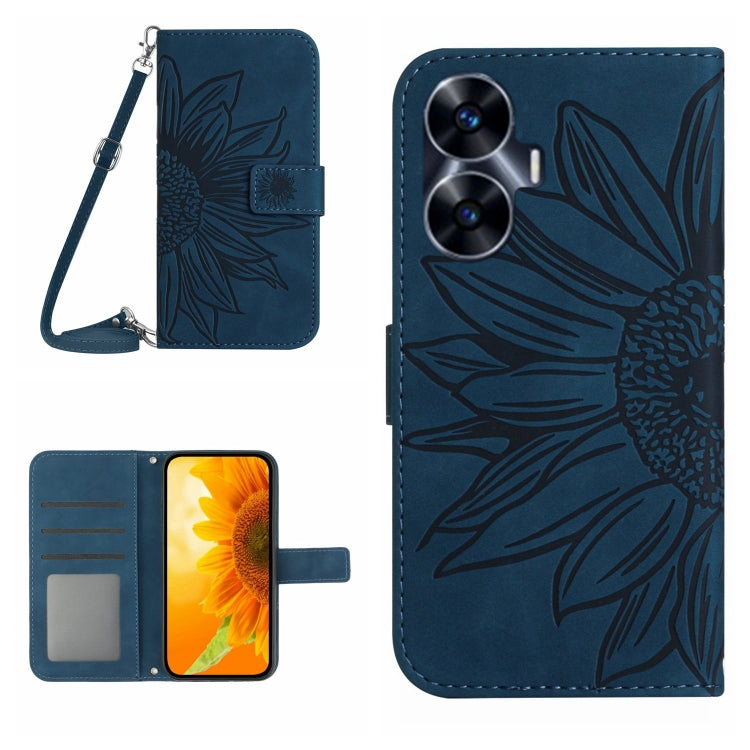 Skin Feel Sun Flower Embossed Flip Leather Phone Case with Lanyard, For Realme C55, For Xiaomi Redmi Note 12 4G Global, For Honor X9a 5G / Magic5 Lite, For Honor X5 4G