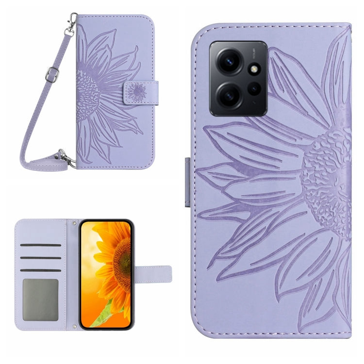 Skin Feel Sun Flower Embossed Flip Leather Phone Case with Lanyard, For Realme C55, For Xiaomi Redmi Note 12 4G Global, For Honor X9a 5G / Magic5 Lite, For Honor X5 4G