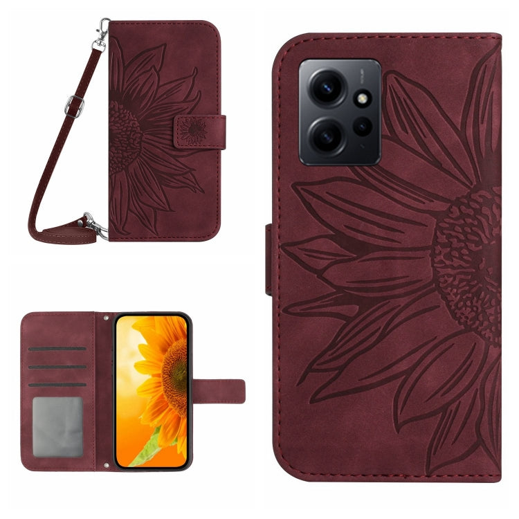 Skin Feel Sun Flower Embossed Flip Leather Phone Case with Lanyard, For Realme C55, For Xiaomi Redmi Note 12 4G Global, For Honor X9a 5G / Magic5 Lite, For Honor X5 4G
