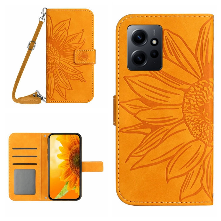 Skin Feel Sun Flower Embossed Flip Leather Phone Case with Lanyard, For Realme C55, For Xiaomi Redmi Note 12 4G Global, For Honor X9a 5G / Magic5 Lite, For Honor X5 4G