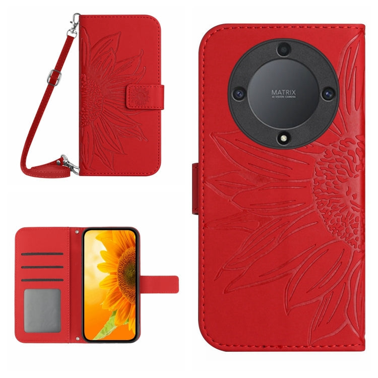 Skin Feel Sun Flower Embossed Flip Leather Phone Case with Lanyard, For Realme C55, For Xiaomi Redmi Note 12 4G Global, For Honor X9a 5G / Magic5 Lite, For Honor X5 4G