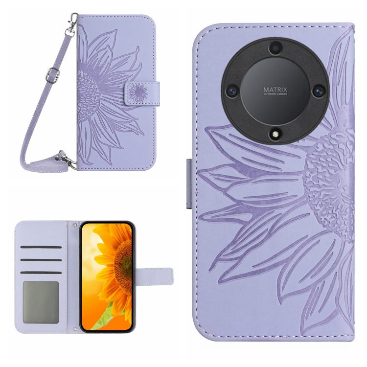 Skin Feel Sun Flower Embossed Flip Leather Phone Case with Lanyard, For Realme C55, For Xiaomi Redmi Note 12 4G Global, For Honor X9a 5G / Magic5 Lite, For Honor X5 4G