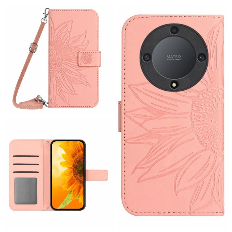 Skin Feel Sun Flower Embossed Flip Leather Phone Case with Lanyard, For Realme C55, For Xiaomi Redmi Note 12 4G Global, For Honor X9a 5G / Magic5 Lite, For Honor X5 4G