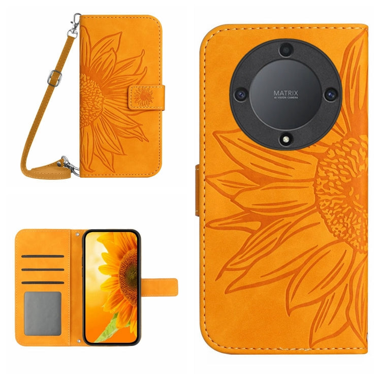 Skin Feel Sun Flower Embossed Flip Leather Phone Case with Lanyard, For Realme C55, For Xiaomi Redmi Note 12 4G Global, For Honor X9a 5G / Magic5 Lite, For Honor X5 4G
