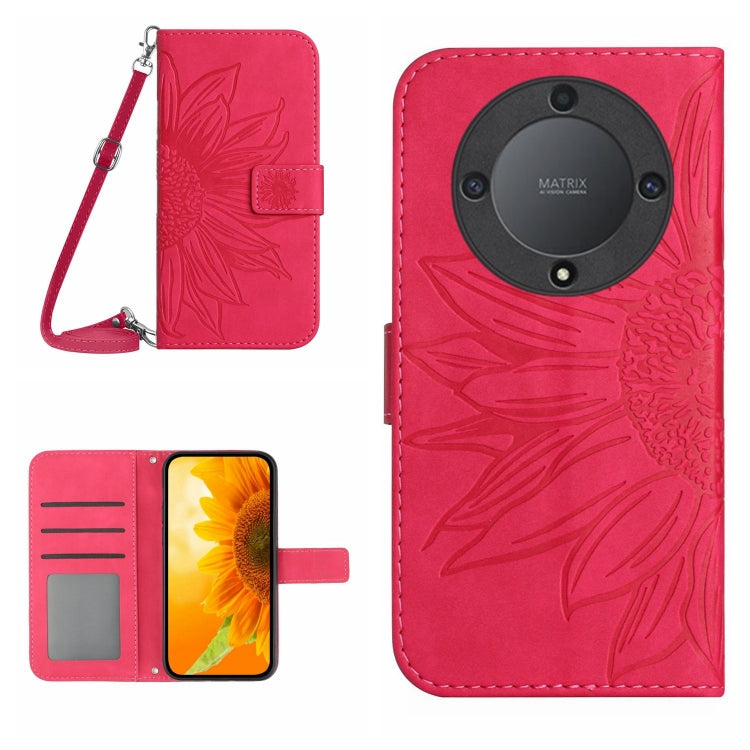 Skin Feel Sun Flower Embossed Flip Leather Phone Case with Lanyard, For Realme C55, For Xiaomi Redmi Note 12 4G Global, For Honor X9a 5G / Magic5 Lite, For Honor X5 4G