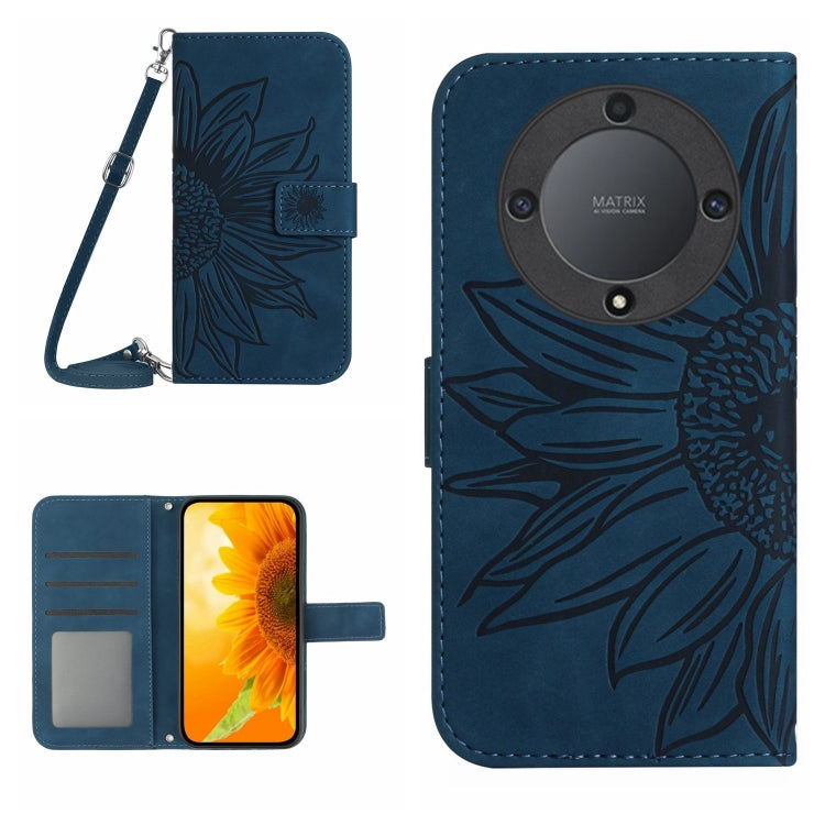 Skin Feel Sun Flower Embossed Flip Leather Phone Case with Lanyard, For Realme C55, For Xiaomi Redmi Note 12 4G Global, For Honor X9a 5G / Magic5 Lite, For Honor X5 4G