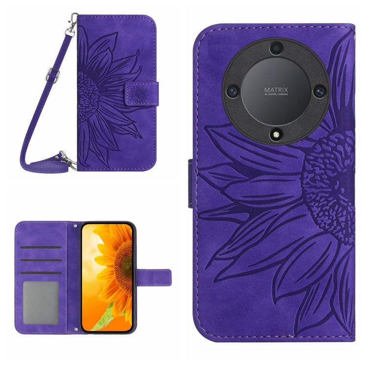 Skin Feel Sun Flower Embossed Flip Leather Phone Case with Lanyard, For Realme C55, For Xiaomi Redmi Note 12 4G Global, For Honor X9a 5G / Magic5 Lite, For Honor X5 4G