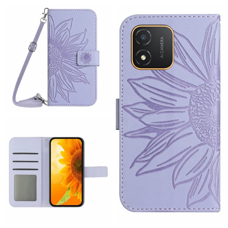 Skin Feel Sun Flower Embossed Flip Leather Phone Case with Lanyard, For Realme C55, For Xiaomi Redmi Note 12 4G Global, For Honor X9a 5G / Magic5 Lite, For Honor X5 4G