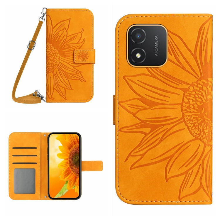 Skin Feel Sun Flower Embossed Flip Leather Phone Case with Lanyard, For Realme C55, For Xiaomi Redmi Note 12 4G Global, For Honor X9a 5G / Magic5 Lite, For Honor X5 4G