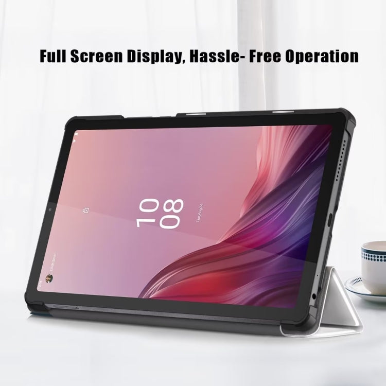 3-folding Magnetic Buckle Coloured Drawing Leather Smart Tablet Case, For Lenovo Tab M9 TB-310FU