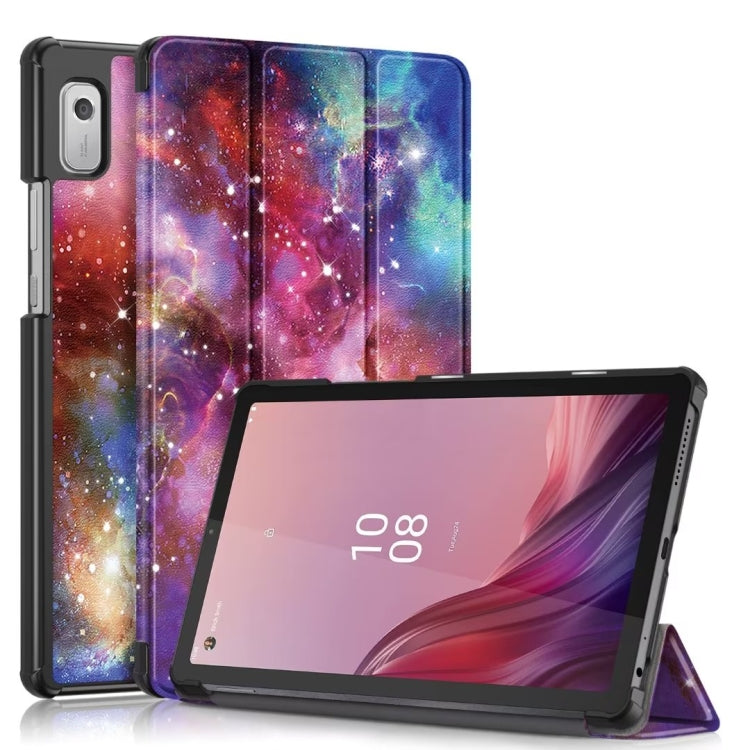 3-folding Magnetic Buckle Coloured Drawing Leather Smart Tablet Case, For Lenovo Tab M9 TB-310FU