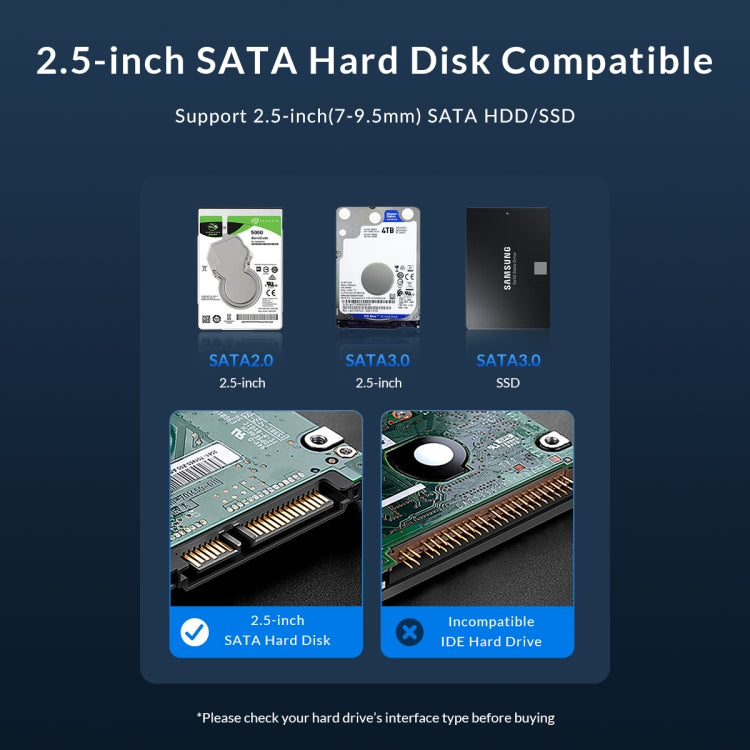 ORICO ORICO-2526U3-V1 2.5 inch USB 3.0 Micro-B Hard Drive Enclosure External Storage Case, Micro-B