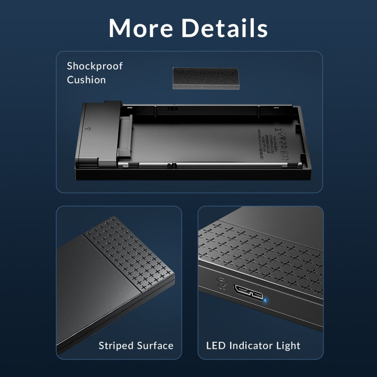 ORICO ORICO-2526U3-V1 2.5 inch USB 3.0 Micro-B Hard Drive Enclosure External Storage Case, Micro-B