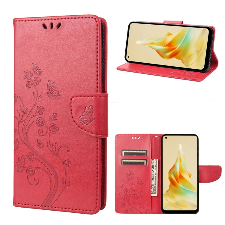Butterfly Flower Pattern Leather Phone Case, For OPPO Reno8 T 4G, For Xiaomi Redmi Note 12 5G Global / Poco X5 5G, For Xiaomi Redmi Note 12 Pro 5G Global, For Xiaomi Redmi Note 12 Pro+ 5G Global