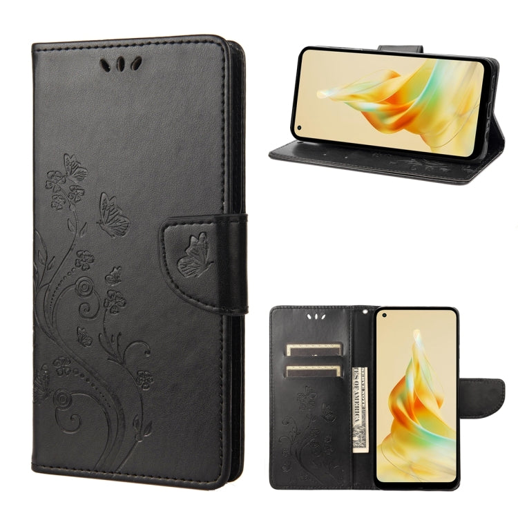Butterfly Flower Pattern Leather Phone Case, For OPPO Reno8 T 4G, For Xiaomi Redmi Note 12 5G Global / Poco X5 5G, For Xiaomi Redmi Note 12 Pro 5G Global, For Xiaomi Redmi Note 12 Pro+ 5G Global
