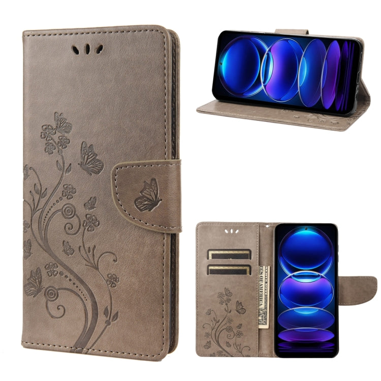 Butterfly Flower Pattern Leather Phone Case, For OPPO Reno8 T 4G, For Xiaomi Redmi Note 12 5G Global / Poco X5 5G, For Xiaomi Redmi Note 12 Pro 5G Global, For Xiaomi Redmi Note 12 Pro+ 5G Global