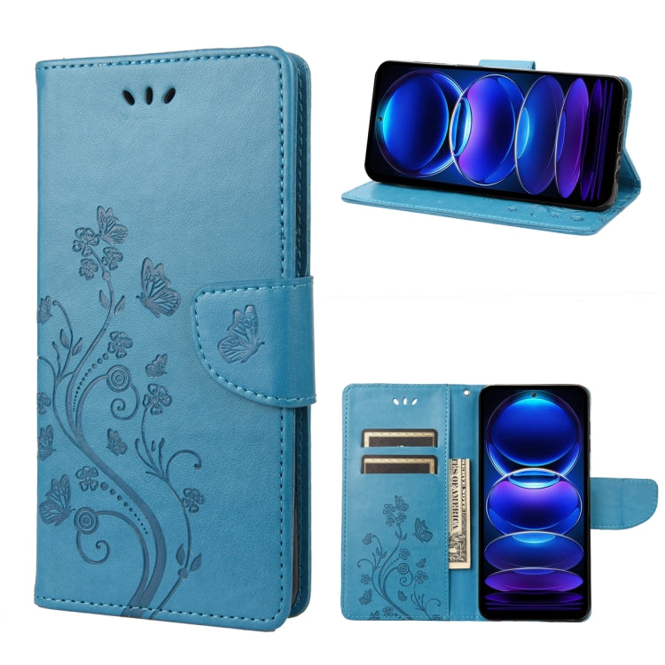 Butterfly Flower Pattern Leather Phone Case, For OPPO Reno8 T 4G, For Xiaomi Redmi Note 12 5G Global / Poco X5 5G, For Xiaomi Redmi Note 12 Pro 5G Global, For Xiaomi Redmi Note 12 Pro+ 5G Global