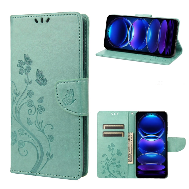 Butterfly Flower Pattern Leather Phone Case, For OPPO Reno8 T 4G, For Xiaomi Redmi Note 12 5G Global / Poco X5 5G, For Xiaomi Redmi Note 12 Pro 5G Global, For Xiaomi Redmi Note 12 Pro+ 5G Global