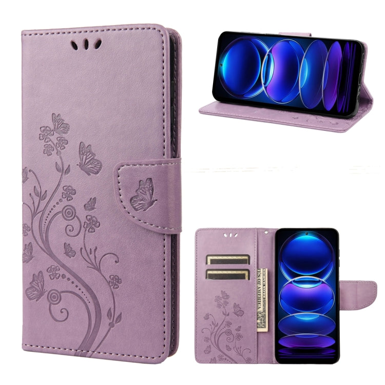 Butterfly Flower Pattern Leather Phone Case, For OPPO Reno8 T 4G, For Xiaomi Redmi Note 12 5G Global / Poco X5 5G, For Xiaomi Redmi Note 12 Pro 5G Global, For Xiaomi Redmi Note 12 Pro+ 5G Global