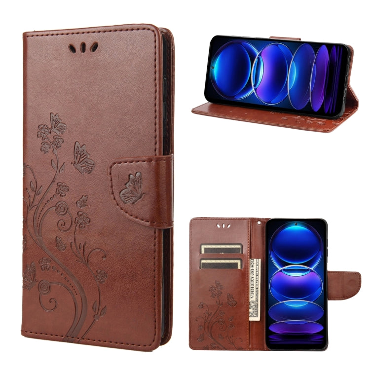 Butterfly Flower Pattern Leather Phone Case, For OPPO Reno8 T 4G, For Xiaomi Redmi Note 12 5G Global / Poco X5 5G, For Xiaomi Redmi Note 12 Pro 5G Global, For Xiaomi Redmi Note 12 Pro+ 5G Global