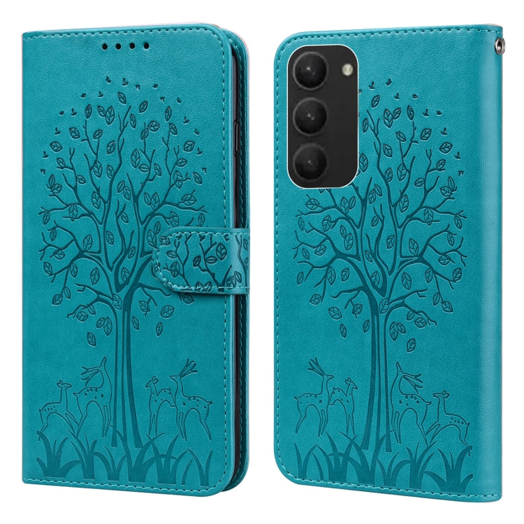 Tree & Deer Pattern Pressed Printing Horizontal Flip Leather Phone Case, For Samsung Galaxy S23 5G, For Samsung Galaxy S23+ 5G, For Samsung Galaxy S23 Ultra 5G, For Samsung Galaxy A14 5G, For Samsung Galaxy A34 5G, For Samsung Galaxy A54 5G
