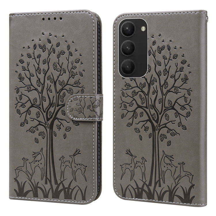 Tree & Deer Pattern Pressed Printing Horizontal Flip Leather Phone Case, For Samsung Galaxy S23 5G, For Samsung Galaxy S23+ 5G, For Samsung Galaxy S23 Ultra 5G, For Samsung Galaxy A14 5G, For Samsung Galaxy A34 5G, For Samsung Galaxy A54 5G