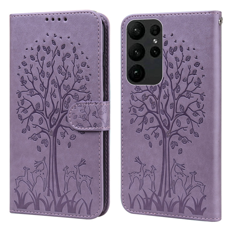 Tree & Deer Pattern Pressed Printing Horizontal Flip Leather Phone Case, For Samsung Galaxy S23 5G, For Samsung Galaxy S23+ 5G, For Samsung Galaxy S23 Ultra 5G, For Samsung Galaxy A14 5G, For Samsung Galaxy A34 5G, For Samsung Galaxy A54 5G