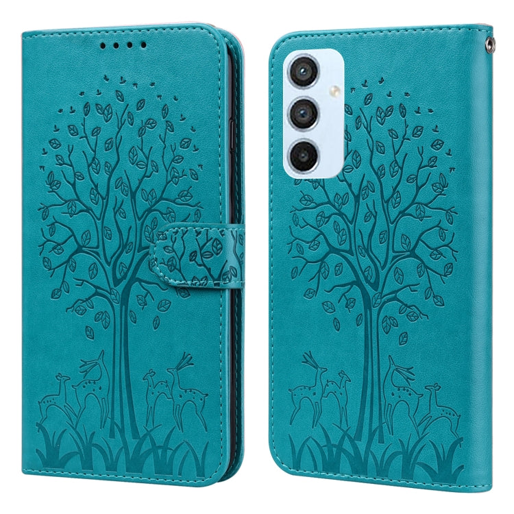 Tree & Deer Pattern Pressed Printing Horizontal Flip Leather Phone Case, For Samsung Galaxy S23 5G, For Samsung Galaxy S23+ 5G, For Samsung Galaxy S23 Ultra 5G, For Samsung Galaxy A14 5G, For Samsung Galaxy A34 5G, For Samsung Galaxy A54 5G