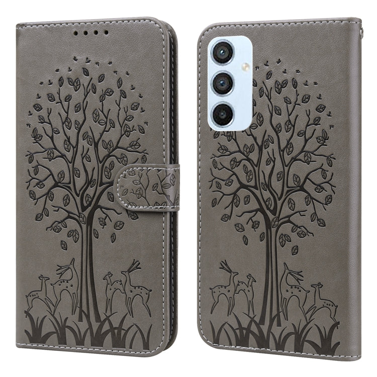 Tree & Deer Pattern Pressed Printing Horizontal Flip Leather Phone Case, For Samsung Galaxy S23 5G, For Samsung Galaxy S23+ 5G, For Samsung Galaxy S23 Ultra 5G, For Samsung Galaxy A14 5G, For Samsung Galaxy A34 5G, For Samsung Galaxy A54 5G