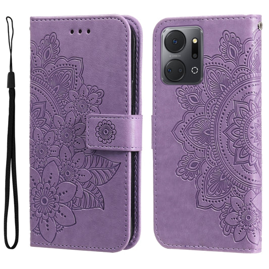 7-petal Flowers Embossing Leather Phone Case, For Honor X7a, For Honor X8a, For Honor X9a/X40 5G/Magic5 Lite, For OPPO Reno8 T 4G, For vivo V25 5G/V25e 4G, For vivo Y02 4G, For Xiaomi Redmi K60/K60 Pro, For Xiaomi Redmi 11A 4G/12C