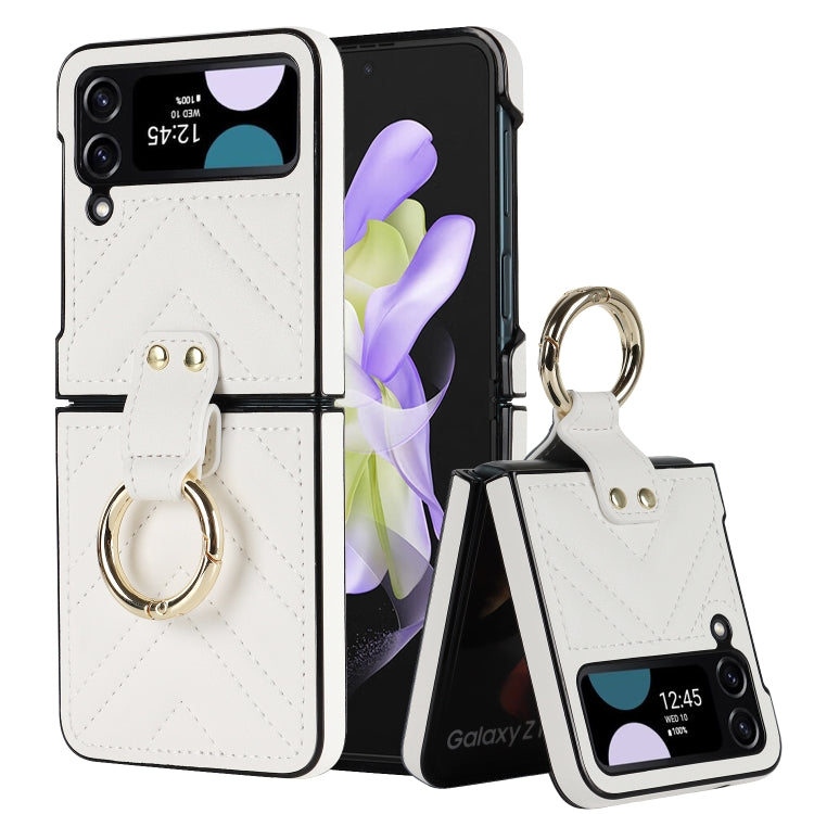 V-shaped Folding Protective Phone Case with Folding Ring, For Samsung Galaxy Z Flip4
