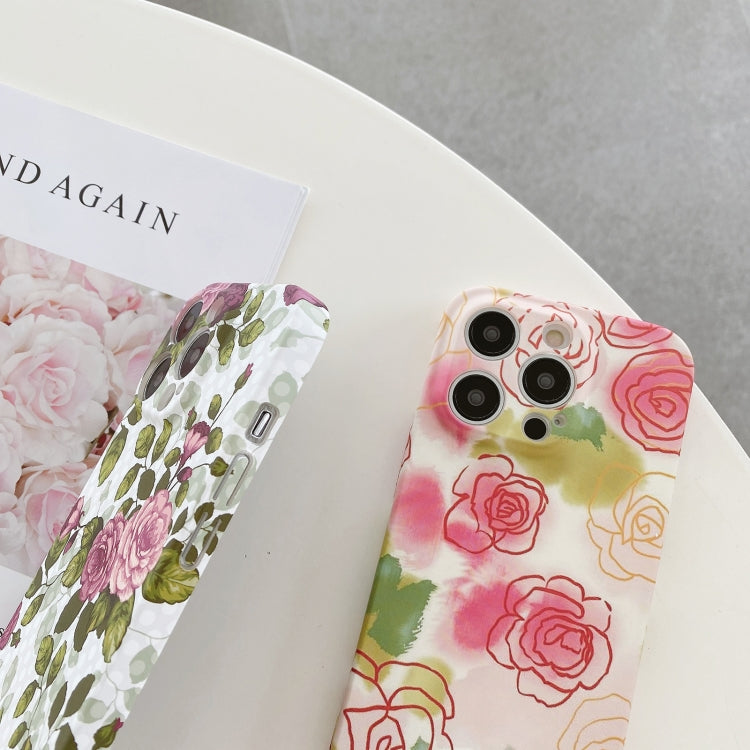 Water Sticker Flower Pattern PC Phone Case, For iPhone 14 Pro Max, For iPhone 14 Pro, For iPhone 14, For iPhone 14 Plus