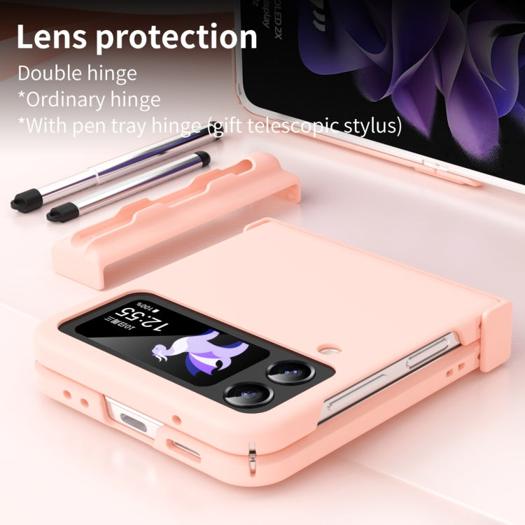 Macaron Three-piece Set Phone Case with Stylus, For Samsung Galaxy Z Flip4 5G