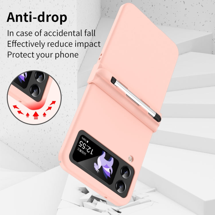 Macaron Three-piece Set Phone Case with Stylus, For Samsung Galaxy Z Flip4 5G