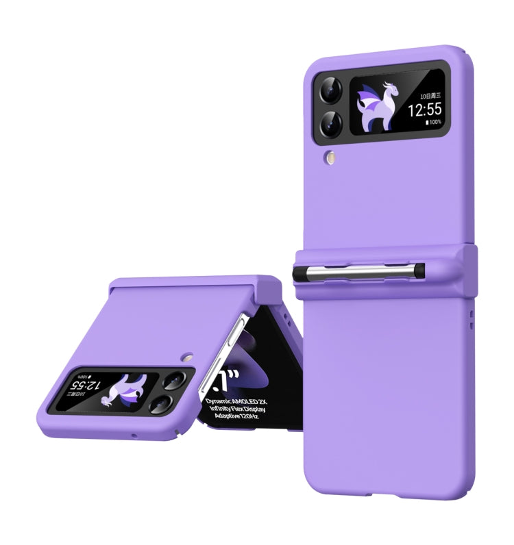 Macaron Three-piece Set Phone Case with Stylus, For Samsung Galaxy Z Flip4 5G