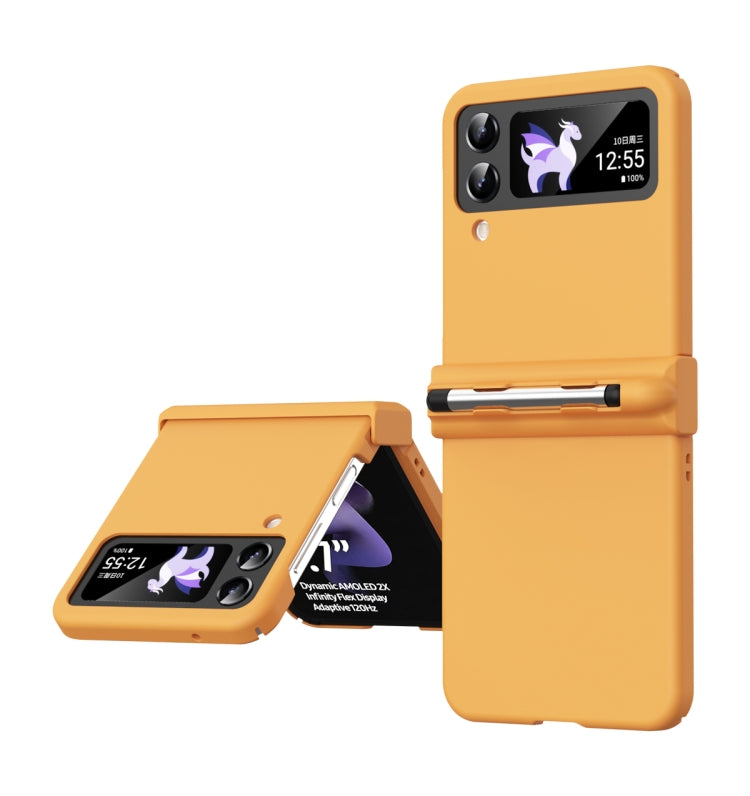 Macaron Three-piece Set Phone Case with Stylus, For Samsung Galaxy Z Flip4 5G