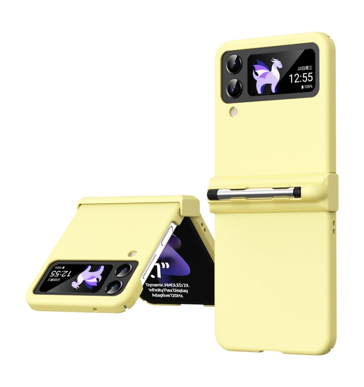 Macaron Three-piece Set Phone Case with Stylus, For Samsung Galaxy Z Flip4 5G