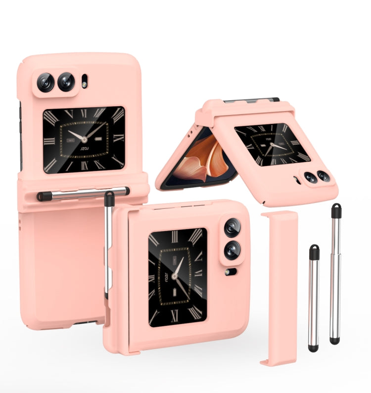 Macaron Three-piece Set Phone Case with Stylus, For Samsung Galaxy Z Flip4 5G, For Motorola Razr 2022