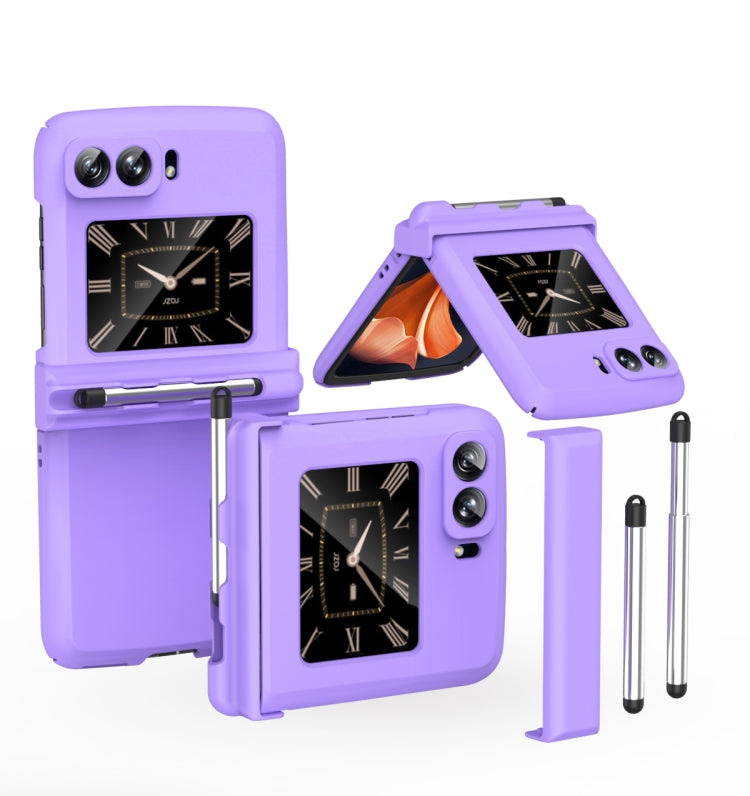 Macaron Three-piece Set Phone Case with Stylus, For Samsung Galaxy Z Flip4 5G, For Motorola Razr 2022