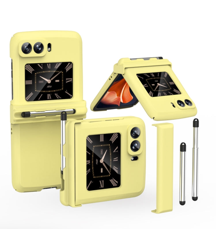 Macaron Three-piece Set Phone Case with Stylus, For Samsung Galaxy Z Flip4 5G, For Motorola Razr 2022