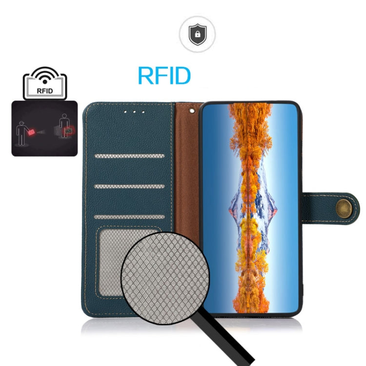 KHAZNEH Custer Texture RFID Genuine Leather Phone Case, For Google Pixel 7A, For Xiaomi Redmi Note 12 4G Global
