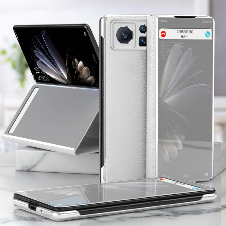 Electroplated Mirror Leather Phone Case with Holder, For Xiaomi Mix Fold 2