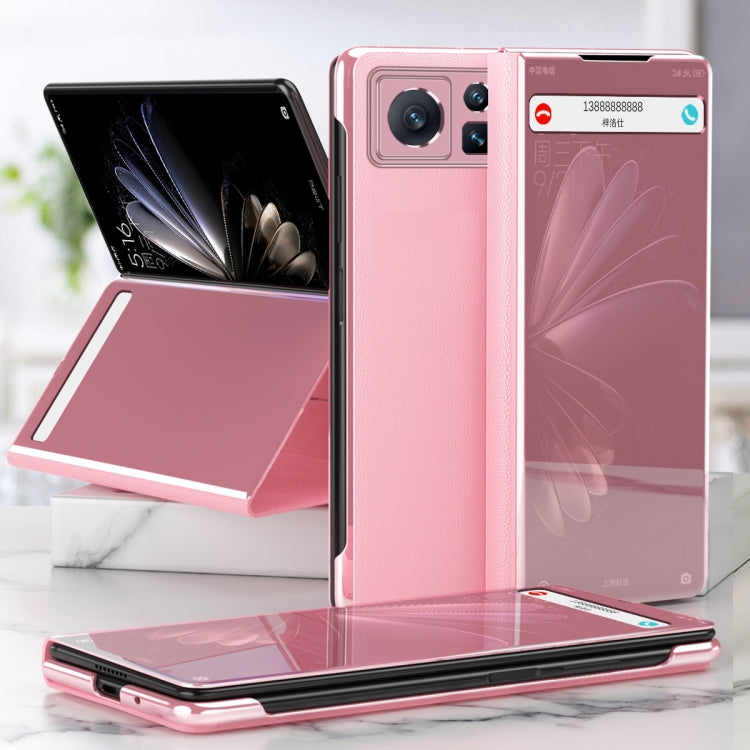 Electroplated Mirror Leather Phone Case with Holder, For Xiaomi Mix Fold 2