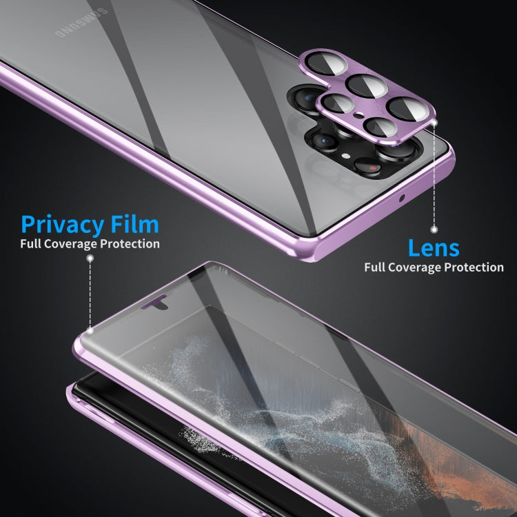 HD Full Cover Magnetic Metal Tempered Glass Phone Case, For Samsung Galaxy S23 5G, For Samsung Galaxy S23+ 5G, For Samsung Galaxy S23 Ultra 5G